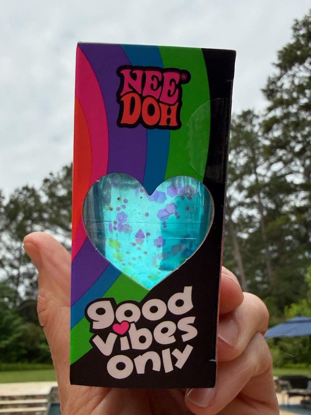 NeeDoh Good Vibes Only Heart Stress Ball - Teal Glitter “You Are Enough” - Picture 3 of 5